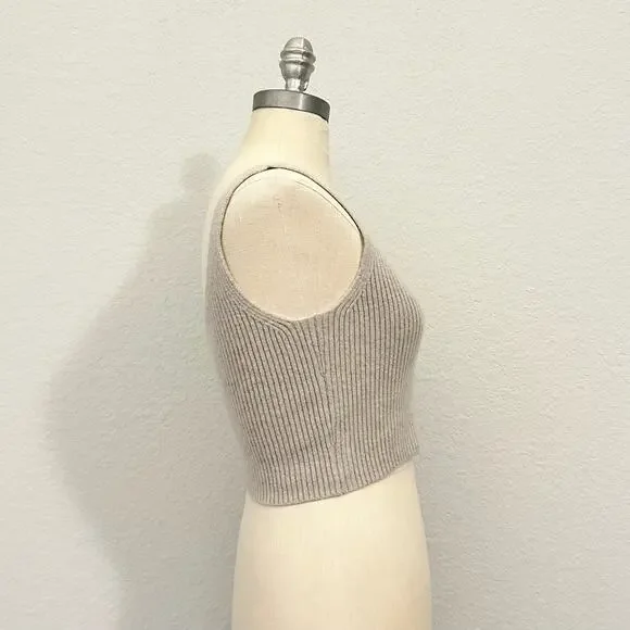 J.CREW Cropped Sweater Tank Tan Cashmere Blend Pullover Ribbed Knit - Picture 4 of 11